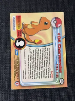 #04 CHARMANDER BLACK Logo Pokemon Topps TV Animation Edition Card 1999 2000 - Image 2