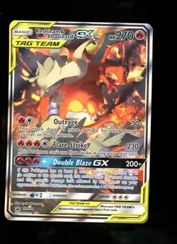Pokemon Reshiram & Charizard GX Alt Art SM201 Jumbo Card Holo - Image 1