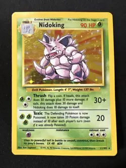 Pokemon Nidoking Holo 11/130 Base Set 2 MP WOTC Vintage Card - Image 1