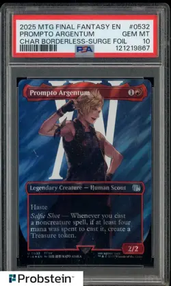 2025 MTG Final Fantasy Borderless Surge Foil #0532 Prompto Argentum PSA 10 - Image 1