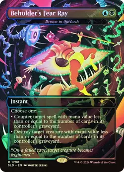 Magic The Gathering MTG DROWN IN THE LOCH (BEHOLDER'S FEAR RAY) FOIL FULL ART NM - Image 1