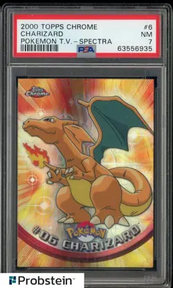 2000 Topps Chrome Spectra #6 Charizard Pokemon T.V. PSA 7 NM - Image 1