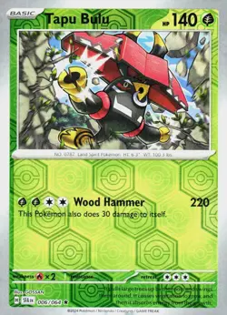 TAPU BULU Reverse Holo Scarlet Violet Shrouded Fable 6/64 Pokemon - Image 1