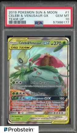 2019 Pokemon S & M Team Up #1 Celebi & Venusaur Gx PSA 10 GEM MINT - Image 1