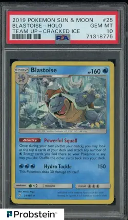 2019 Pokemon S & M Team Up Cracked Ice #25 Blastoise Holo PSA 10 GEM MINT - Image 1
