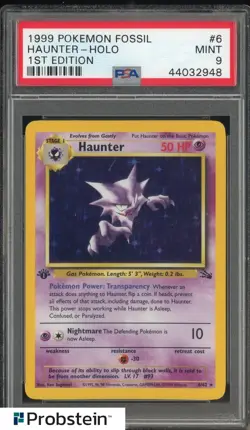 1999 Pokemon Fossil 1st Edition #6 Haunter Holo PSA 9 MINT - Image 1