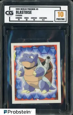 1999 Pokemon Merlin Stickers #9 Blastoise CG 10 PRISTINE - Image 1