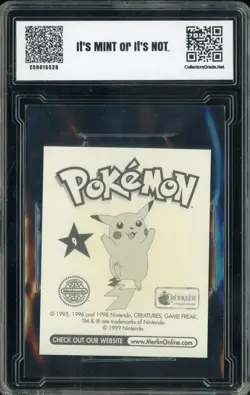 1999 Pokemon Merlin Stickers #9 Blastoise CG 10 PRISTINE - Image 2