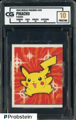 1999 Pokemon Merlin Stickers #165 Pikachu CG 10 PRISTINE - Image 1