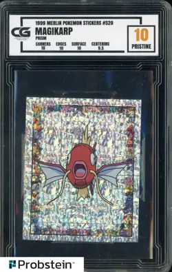 1999 Pokemon Merlin Stickers Prism #S20 Magikarp CG 10 PRISTINE - Image 1