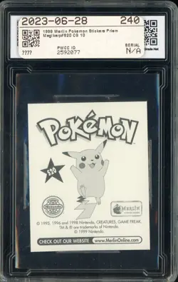 1999 Pokemon Merlin Stickers Prism #S20 Magikarp CG 10 PRISTINE - Image 2