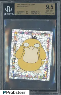 1999 Pokemon Merlin Stickers Prism #S10 Psyduck BGS 9.5 GEM MINT - Image 1
