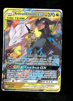 Reshiram & Zekrom GX 157/236 2019 Pokemon Sun & Moon Cosmic Eclipse #1 - Image 1