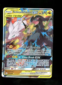 Reshiram & Zekrom GX 157/236 2019 Pokemon Sun & Moon Cosmic Eclipse #8 - Image 1