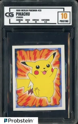 1999 Pokemon Merlin Stickers #25 Pikachu CG 10 PRISTINE - Image 1