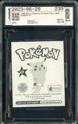 1999 Pokemon Merlin Stickers Prism #S35 Jesse CG 10 PRISTINE - Image 2