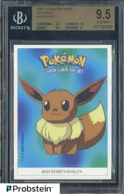 2000 Pokemon Dunkin Boomer Stickers #133 Eevee BGS 9.5 GEM MINT - Image 1