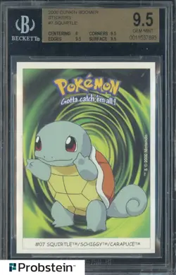 2000 Pokemon Dunkin Boomer Stickers #7 Squirtle BGS 9.5 GEM MINT - Image 1