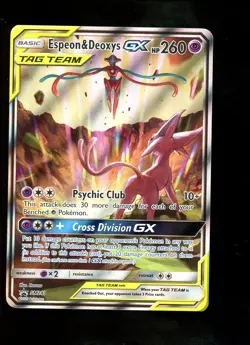Pokemon Espeon & Deoxys GX SM240 Black Star Promo Holo TAG TEAM - Image 1