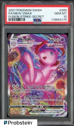 2021 Pokemon SWSH Fusion Strike Secret #269 Mew Vmax Fa PSA 10 GEM MINT - Image 1