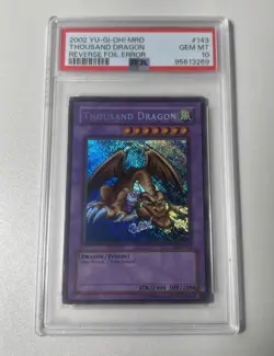 Yugioh! Thousand Dragon MRD-143 Unlimited PSA 10 GEM MT REVERSE FOIL ERROR - Image 1