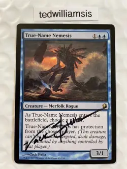 True-Name Nemesis MtG Commander 2013 Signed Autographed Zack Stella NM Back - Image 1