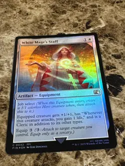 WHITE MAGE'S STAFF Magic the Gathering MTG Final Fantasy Foil - Image 1