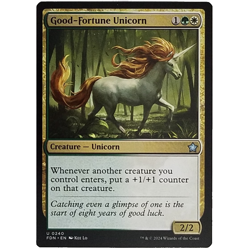 x1 Good-Fortune Unicorn FDN MTG M/NM Uncommon Multi-Color Creature Foundations - Image 1