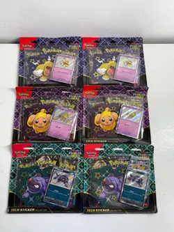 LOT OF 6 Pokemon Paldean Fates Tech Sticker Collection 3 Pack blister NEW SEALED - Image 1