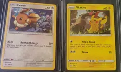 PROMO HOLO Pikachu + Eevee SM234 SM235 Pokemon Black Star Holographic Rare - LP - Image 1