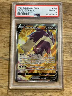 GRADED PSA 8 2022 Pokemon SWSH FA/Skuntank V Silver Tempest #180 - Image 1