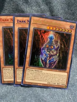 Yugioh! GOLD Red Blue 3x Dark Necrofear LDS3-EN002 Rare Ultra 1st Yu-Gi-Oh! x3 - Image 1