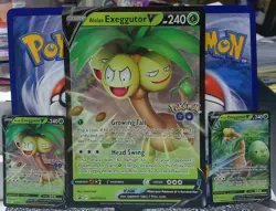 Alolan Exeggutor V 005/078 and SWSH225 Pokemon GO Holo Radiant Rare Card & Jumbo - Image 1