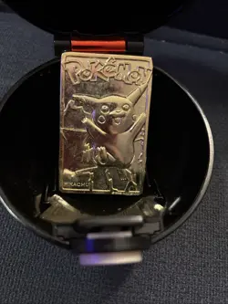 Pokemon PIKACHU 1999 Burger King 23k Gold Plated Card #25 Pokeball Used - Image 2