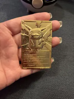 Pokemon PIKACHU 1999 Burger King 23k Gold Plated Card #25 Pokeball Used - Image 3