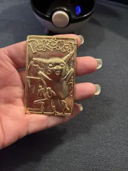 Pokemon PIKACHU 1999 Burger King 23k Gold Plated Card #25 Pokeball Used - Image 4