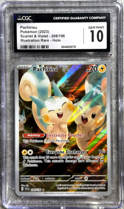 Pokemon Card Pachirisu Holo Illustration Rare CGC 10, Scarlet & Violet 208/198 - Image 1