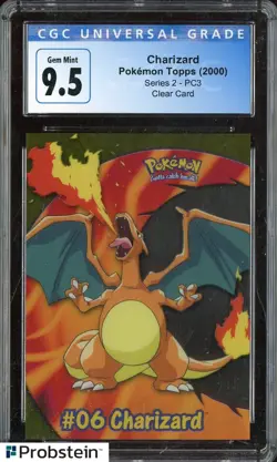 2000 Topps Clear Card Pokemon Series 2 PC3 Charizard CGC 9.5 GEM MINT - Image 1