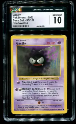 CGC 10 Gastly Shadowless Base Set 1999 Pokemon Card #50 - Image 1