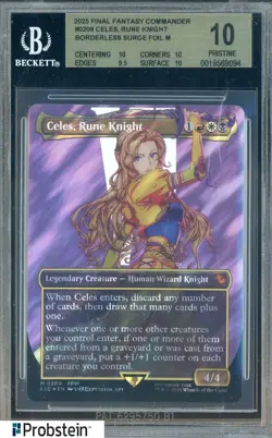 2025 MTG Fic En Char Borderless Surge Foil #0209 Celes Rune Knight BGS 10 - Image 1