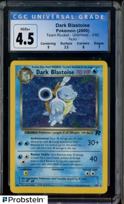 2000 Pokemon Team Rocket Unlimited #3/82 Dark Blastoise Holo CGC 4.5 - Image 1