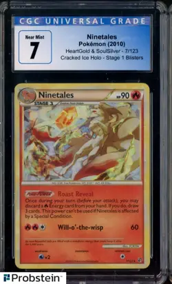 2010 Pokemon Heartgold Soulsilver Cracked Ice Holo #7/123 Ninetales CGC 7 - Image 1