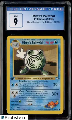 2000 Pokemon Gym Heroes 1st Edition #53/132 Misty's Poliwhirl CGC 9 MINT - Image 1