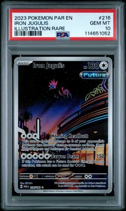 2023 POKEMON PAR EN-PARADOX RIFT ILLUSTRATION RARE #216 IRON JUGULIS PSA 10 - Image 1