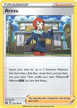 Arezu 153/196 Reverse Holo LP - Pokemon TCG Sw&Sh Lost Origin LOR Trainer - Image 4