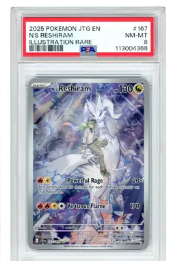 2025 POKEMON JTG EN-JOURNEY TOGETHER ILLUSTRATION RARE #167 N'S RESHIRAM PSA 8 - Image 1