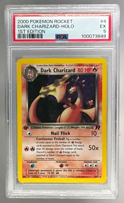 100073849 Dark Charizard 2000 Pokemon Team Rocket First Edition Holo #4 PSA 5 - Image 1