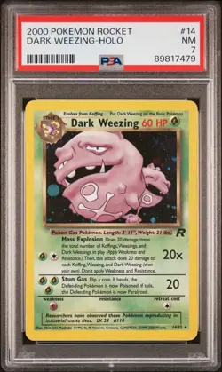 2000 POKEMON ROCKET #14 DARK WEEZING-HOLO PSA 7 - Image 1