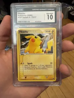Pokemon Pikachu 13/17 Pop Series 4 Non Holo CGC 10 GEM MINT Scratch On Back Slab - Image 1