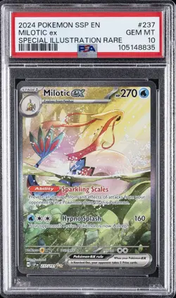 2024 POKEMON SSP EN-SURGING SPARKS SPECIAL ILLUSTRATION RARE MILOTIC EX PSA 10 - Image 1